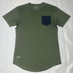 BYLT Drop Cut Lux Green Shirt Mens S Athletic Short Sleeve Gym Casual Outdoors